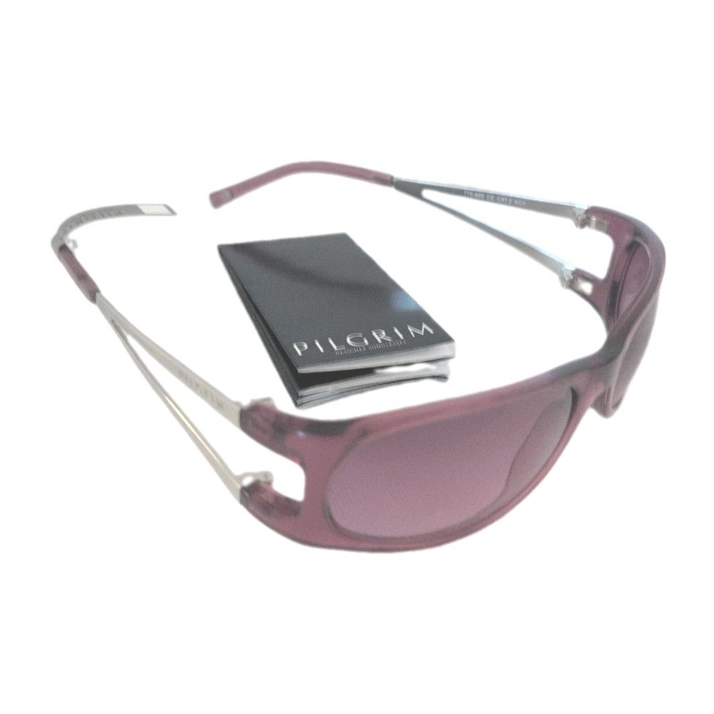 Pilgrim Vintage Sporty Rectangle Sunglasses Purple Clear Frame Cyber Y2K - New
